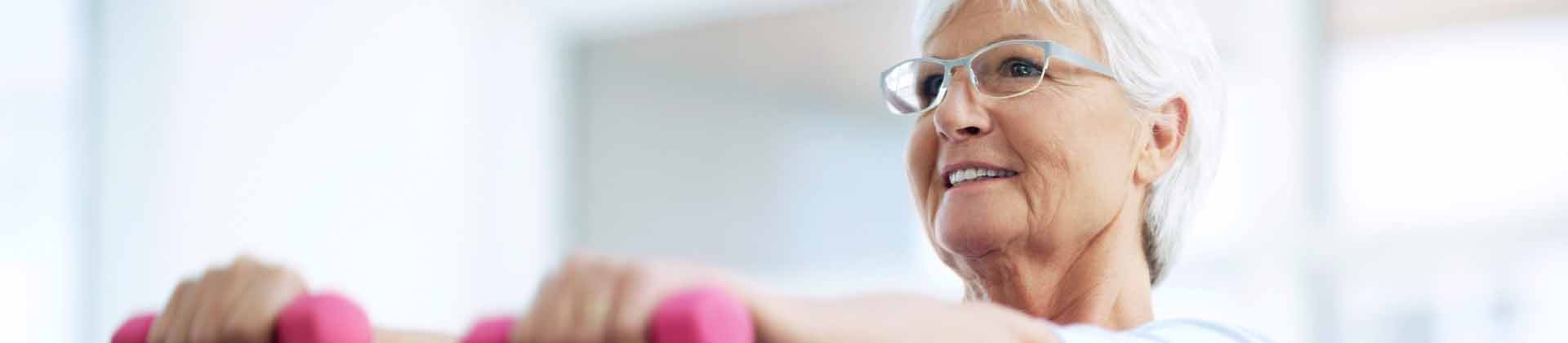 rehabilitation, woman with light weights