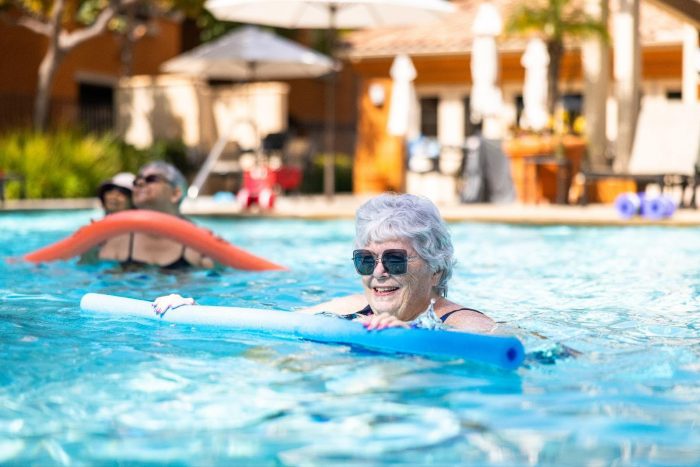 seniors exercising in the pool